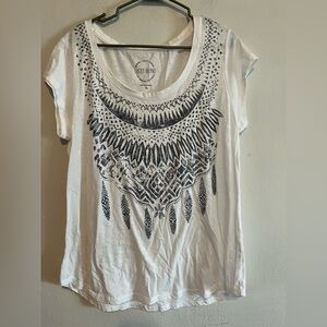 3/$20 Lucky Brand White & Blue Dream Catcher Southwest Burnout T-Shirt XL